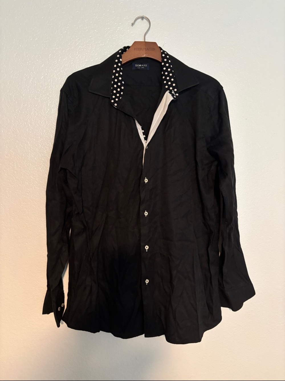 Domani Blue Label 17 XL Mens Cotton Blend Black Long Sleeved Shirt